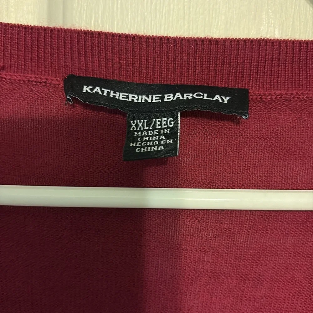 Katherine Barclay burgundy V-Neck Sweater - Picture 2 of 5